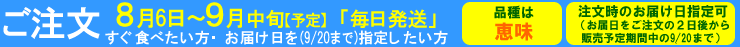 随時受付ご注文　【販売期間８月１５日～９月中旬予定】