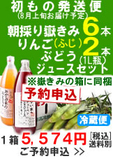 【予約A】嶽きみ(とうもろこし)６本とりんごジュース(ふじ)スチューベンぶどうジュース２本セット１箱