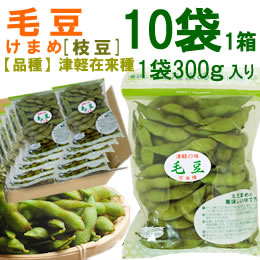 毛豆(津軽在来・枝豆)1袋300g入り[1箱10袋入り]