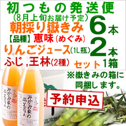 【予約A】嶽きみセット「品種・恵味[6本]・りんごジュース(ふじ・王林[各1本])」
