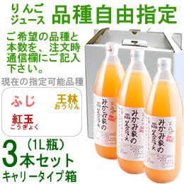 みかみ家のりんごジュース3本セット[品種自由指定][1L]