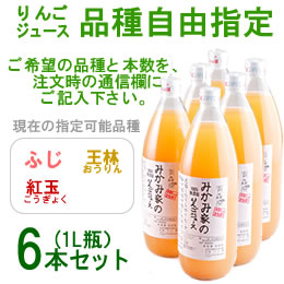 みかみ家のりんごジュース6本セット[品種自由指定][1L]